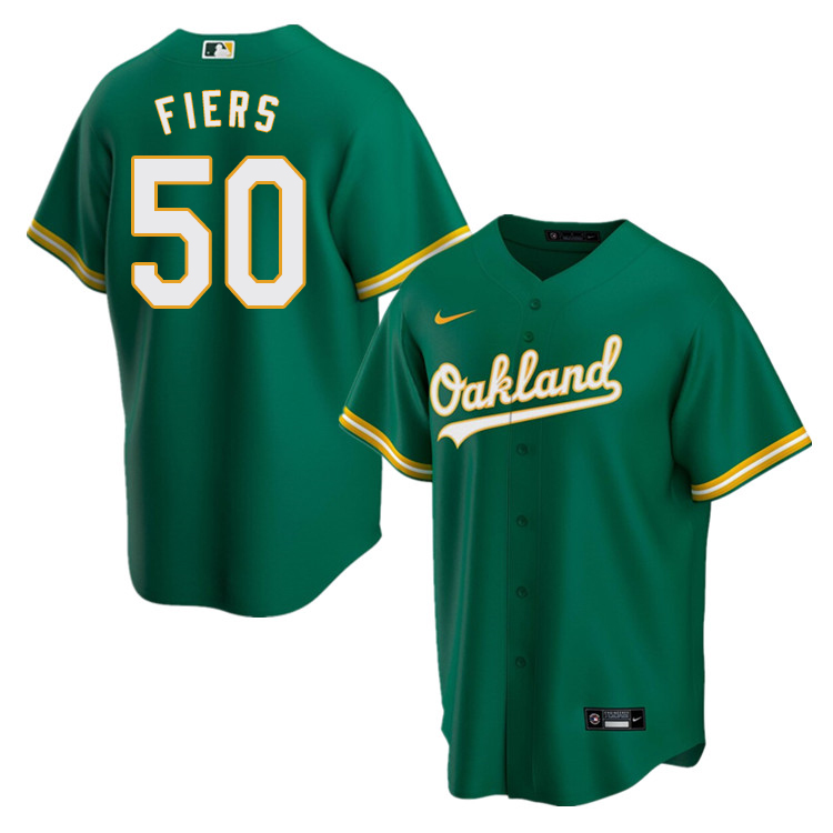 Nike Men #50 Mike Fiers Oakland Athletics Baseball Jerseys Sale-Green